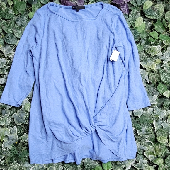 NWOT Gibson Look Blue Knotted Blouse Small - Picture 3 of 4